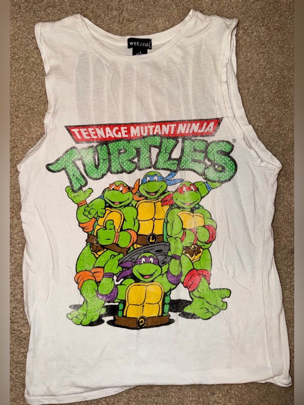 Wet Seal White Tank with Green Teenage Mutant Ninja Turtles Graphic
